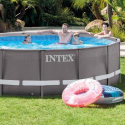 Pileta Estructural Intex Redonda 12706 Lts + Ultra frame y bomba 23266/3