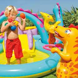 Combo Intex Play Center Inflable Dinoland + Inflador 24386/3