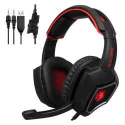 Auricular Headset Gaming Sades Spirit Wolf 3.5 Usb Negro y Rojo i450
