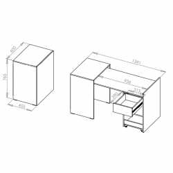 Escritorio Mesa Multifuncion CORSA  Plegable Extensible Multiuso Blanco
