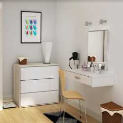 Tocador Maquillador CORSA con Espejo y Cajon Flotante Blanco