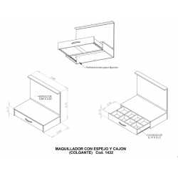 Tocador Maquillador CORSA con Espejo y Cajon Flotante Blanco