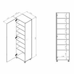 Mueble Multiuso CORSA con ruedas estantes y espejo blanco