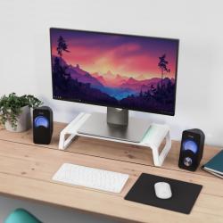 Soporte trust monitor vidrio stand white