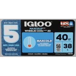Conservadora igloo maxcold 40 qt ( 38 lts ) 34814 gris c/ruedas