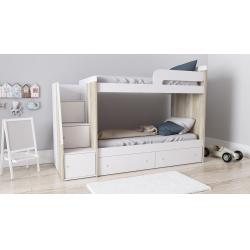 Cama Cucheta con Escalera Lateral y 2 Cajones 1 1/2 Plaza