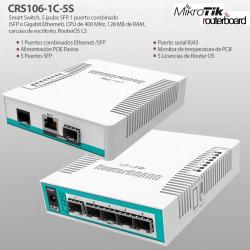 Switch mikrotik 106-1c-5s 1gb +5sfp 1eth combo ports  CRS106-1C-5S