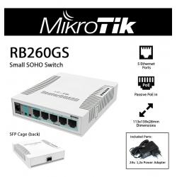 Switch mikrotik rb260gs 5gb eth smart +1sfp   Modelo CSS106-5G-1S