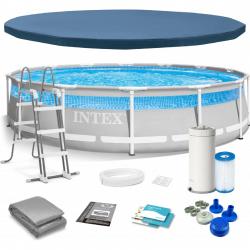 Pileta De Lona Redonda INTEX Prism Frame Clearview 427 x 107 CM Con Bomba y Acce