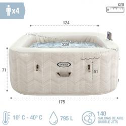 Jacuzzi Spa inflable Intex New Burbuja Terapia Chevron Cuadrado 174 x 174 x 71 c