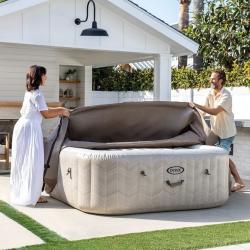 Jacuzzi Spa inflable Intex New Burbuja Terapia Chevron Cuadrado 174 x 174 x 71 c