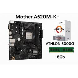 Combo Actualizacion PC: Mother A520M-k + Athlon 3000G + 8Gb
