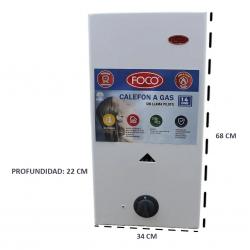 Calefon foco/ 14 lts s/llama pil c/enc a pila Gas Natural