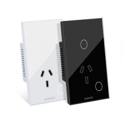 Tomacorriente + tecla hunnox smart tactil 1 canal Color negro