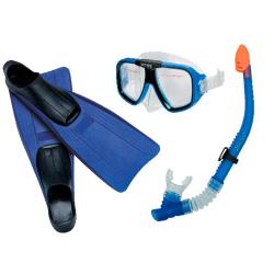 MASCARA P/BUCEO INTEX SET C/SNORKEL+PATAS DE RANA REEF RIDER ( 55957 )