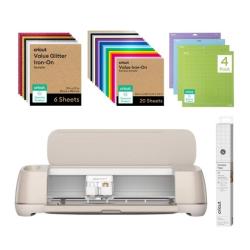 Cricut Maker 4 Rosa Plotter de Corte + Vinilos Glitter y Tapetes
