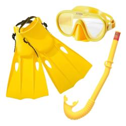 Set Snorkel Máscara Aletas Buceo Intex 55655 Amarillo
