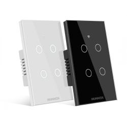 Tecla Táctil Inteligente HUNNOX Smart 4 Canales Negro