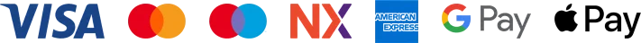 Visa, Mastercard, Maestro, Naranja X, American Express, Google Pay y Apple Pay