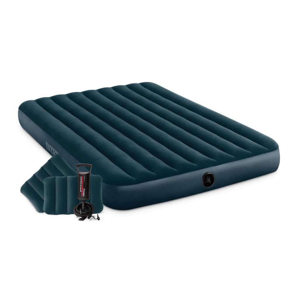 Colchón Inflable Intex 152x203x25 cm + 2 Almohadas + Inflador Manual 24748/9