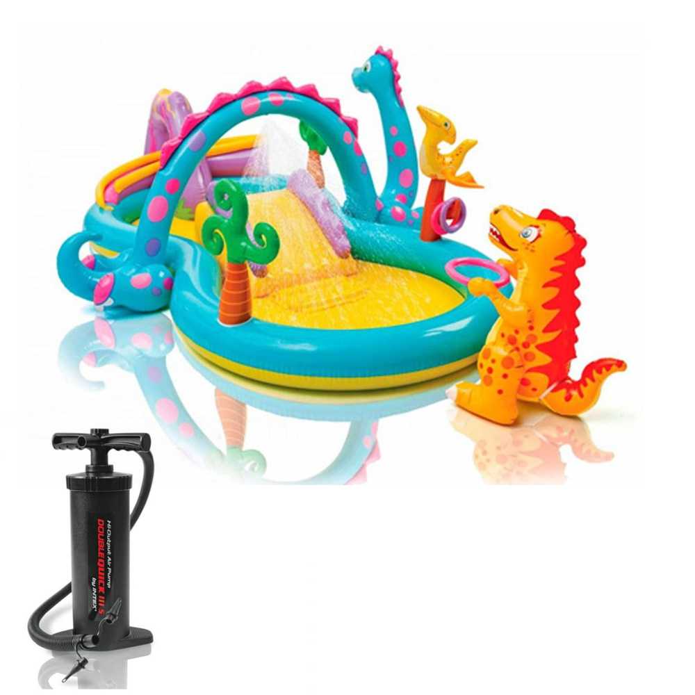 Combo Intex Play Center Inflable Dinoland + Inflador 24386/3