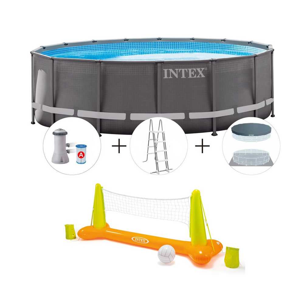 Combo Intex - Pileta Estructural Prisma Frame 19156 Lts + Red de Voley 24392/4