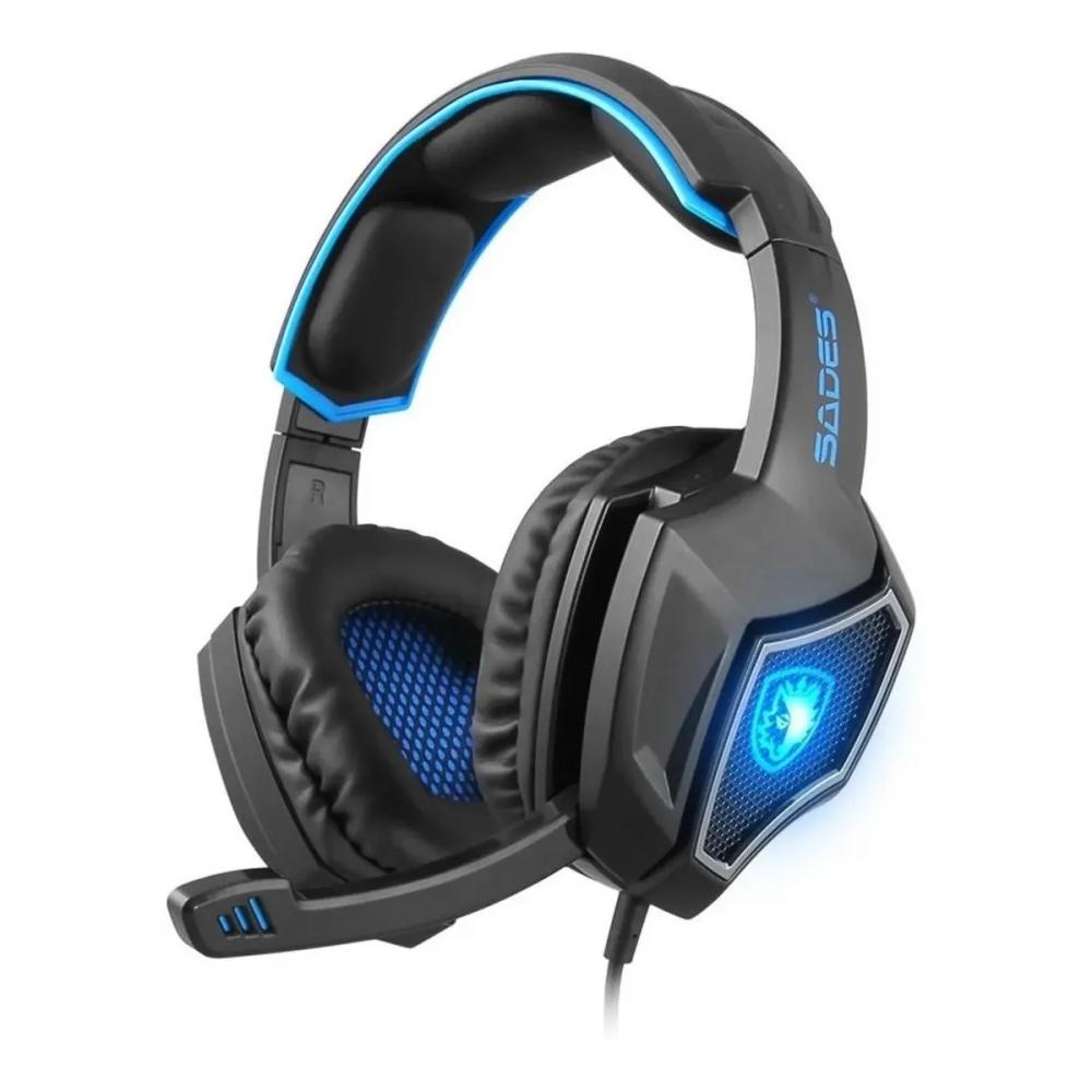 Auricular Headset Sades Wolf Spirit Negro Azul 3.5