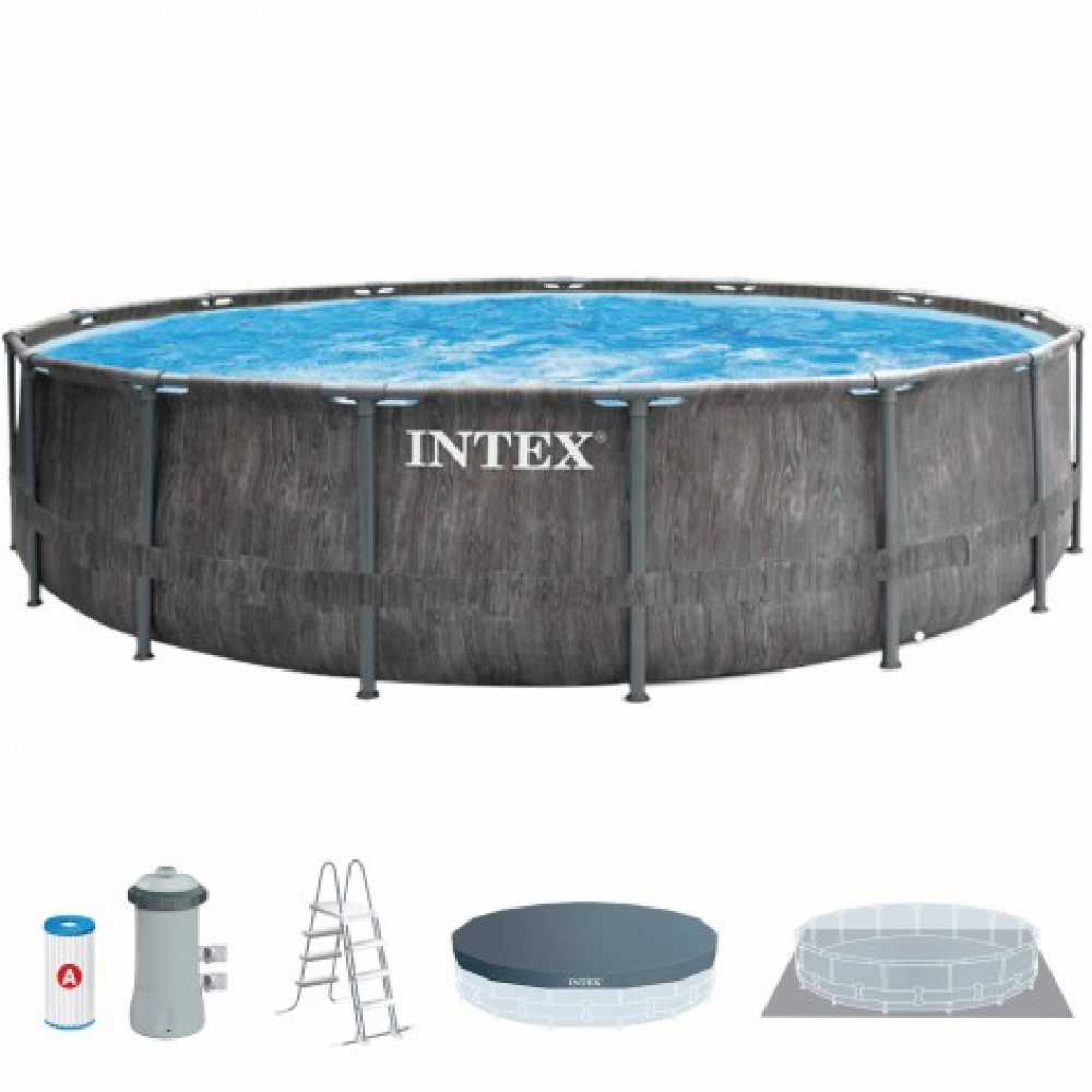 Pileta Estructural Redonda INTEX Greywood Premium 457 x 122 Cm C/Bomba + Acces 2
