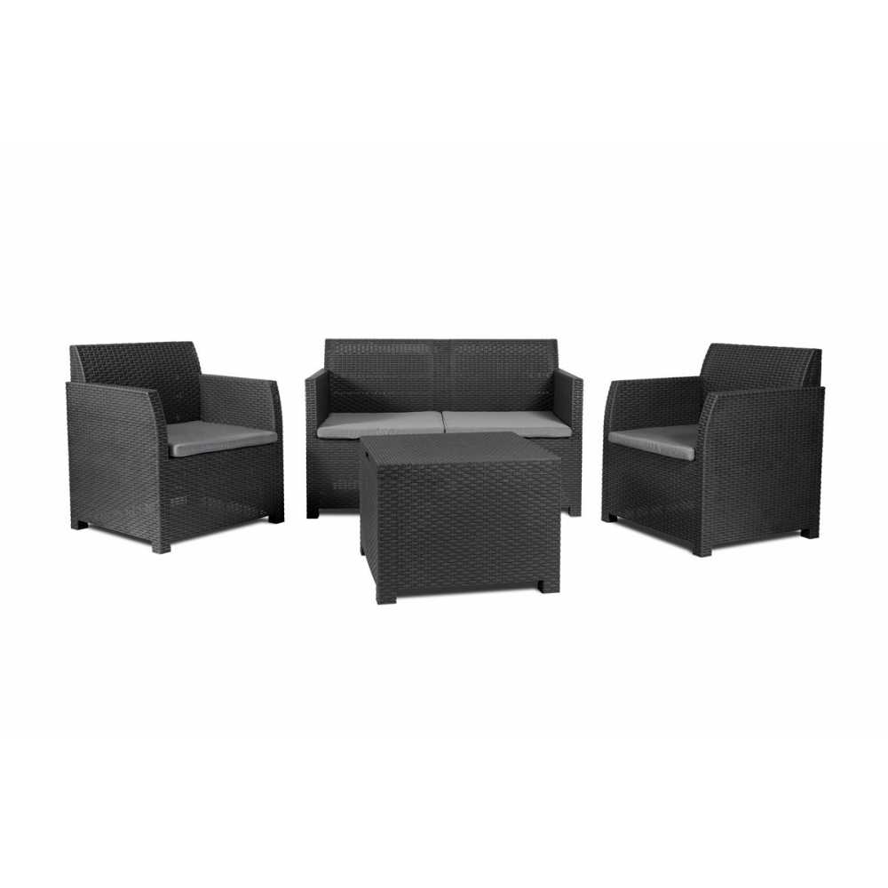 Juego de sillones Toomax Artemide 4 piezas mesa ratona/baulera negro 26233/6
