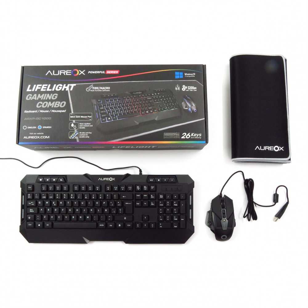 Kit Teclado y Mouse + Pad Aureox Lifelight Gaming GC1000 RGB