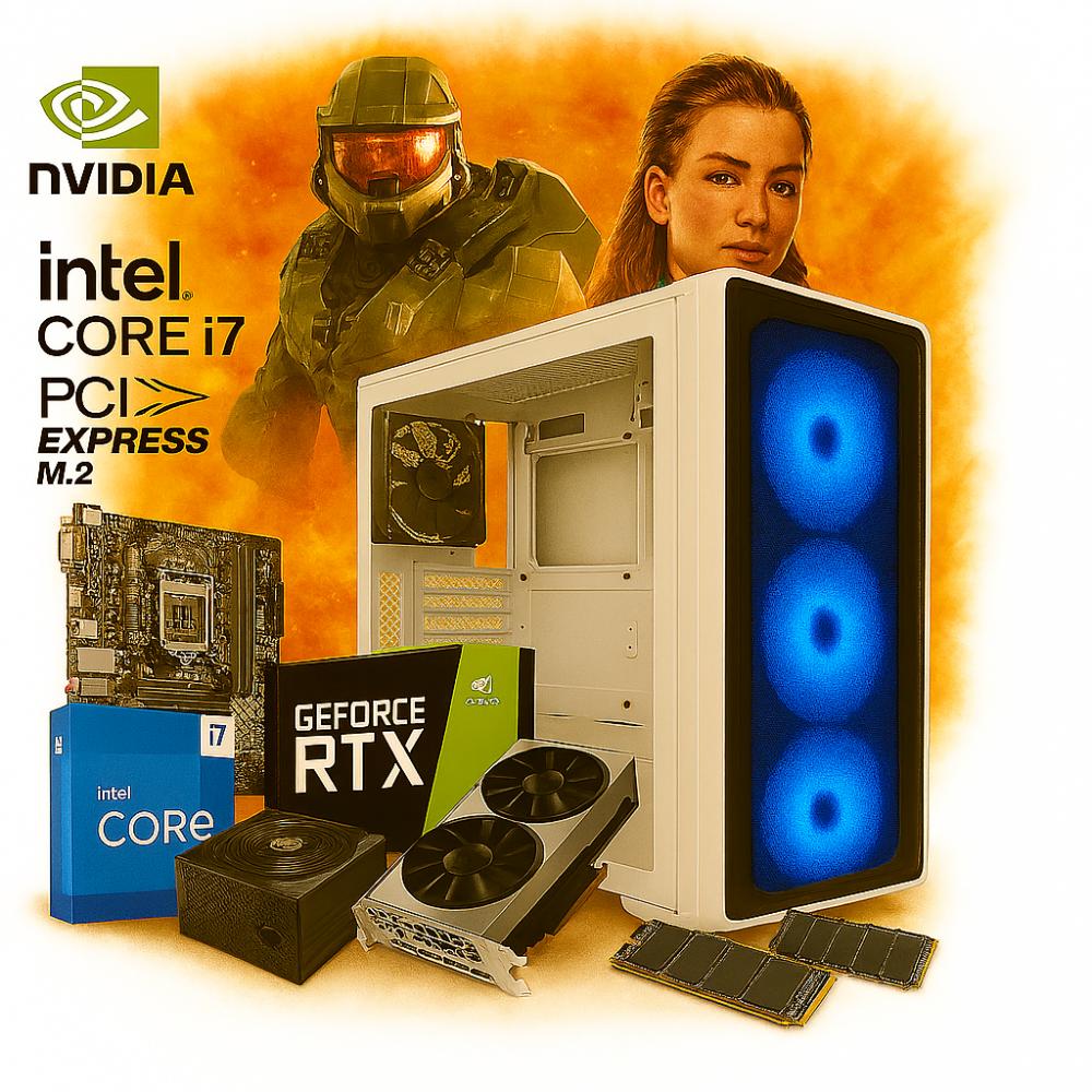 Pc Necxus Gamer Core i7 14700 16GB DDR5 512Gb M.2 PCIe RTX 5060 6GB GDDR6