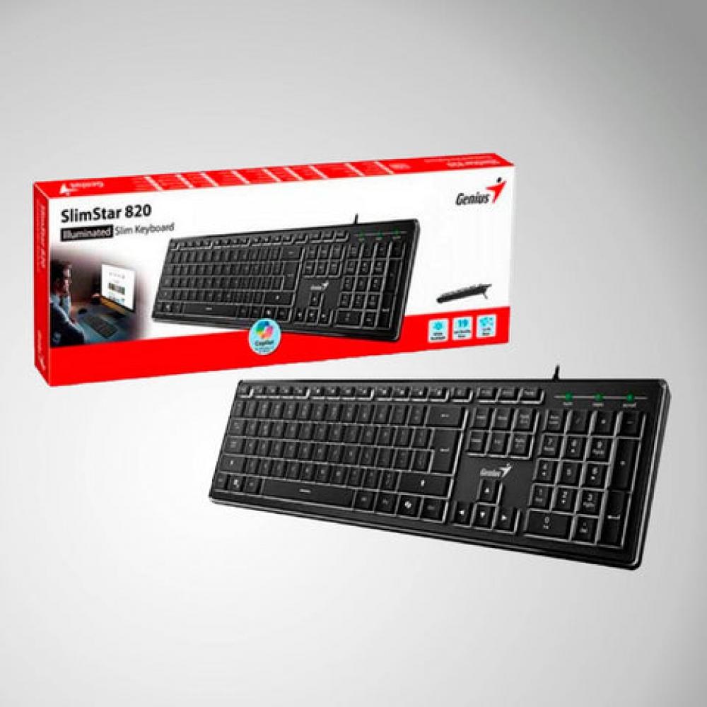 Teclado genius slimstar 820 retroiluminado black usb