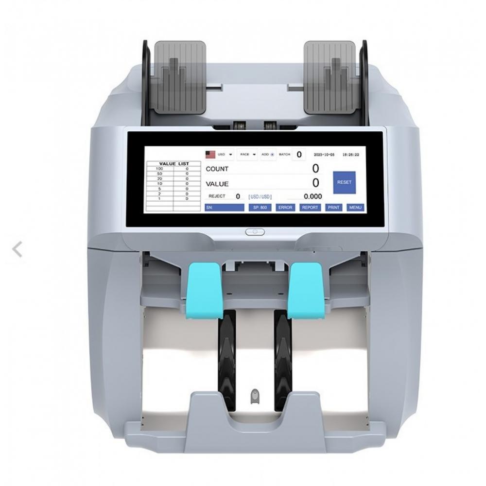 Oxxen cl-t3040um-b contadora y clasificadora de billetes dos bandejas 2 sensores