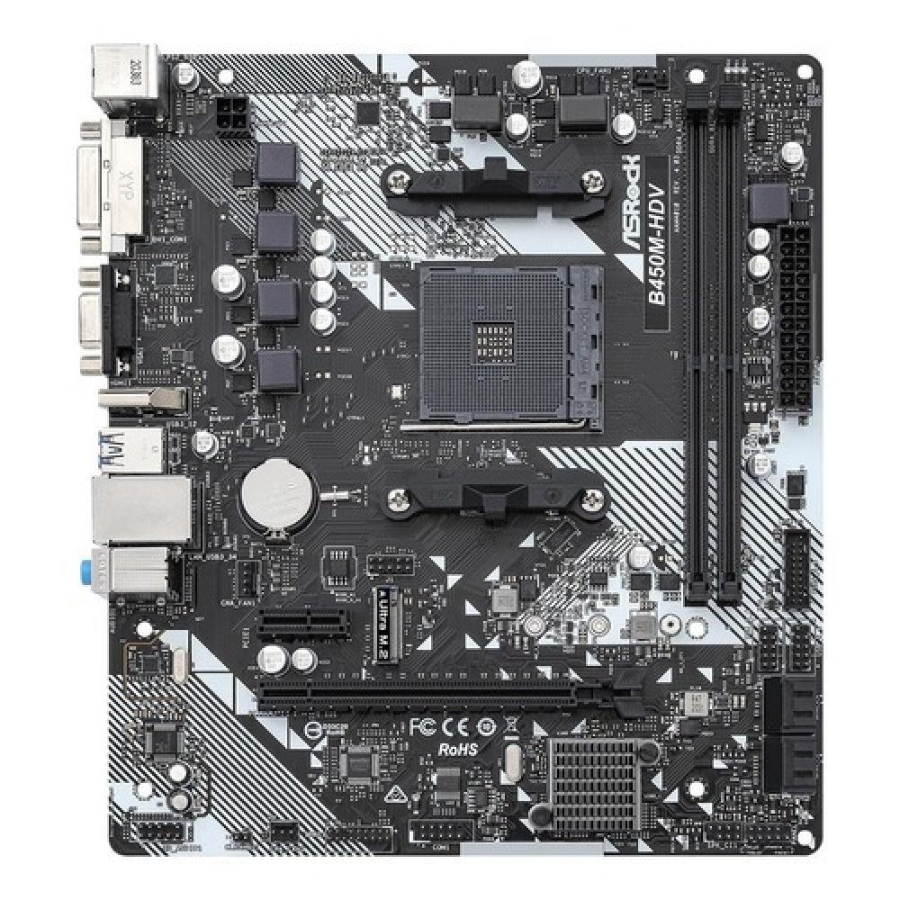 Motherboard asrock amd b450m-hdv r4.0 am4 hdmi ddr4
