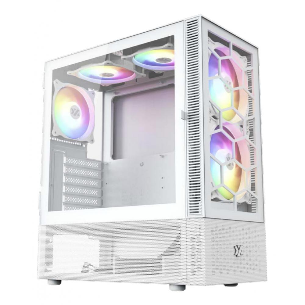 Gabinete gamer XYZ airone 200 white ATX tempered glass
