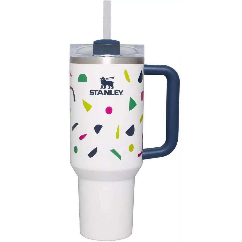 Vaso Termico Stanley Quencher H2 Blanco con formas geométricas 1.18L