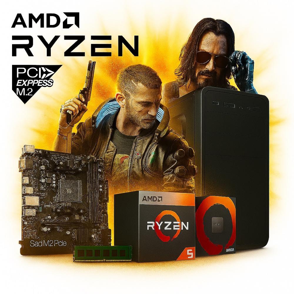 Pc Necxus Gamer Ryzen 5 8500g 16GB DDR5 512Gb M.2 PCIe Video Radeon Gabinete KIT
