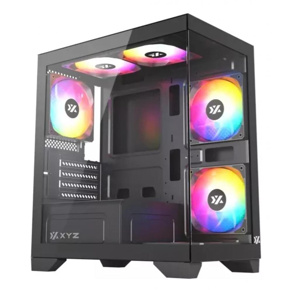 Gabinete gamer XYZ titanium lite argb vidrio panoramico