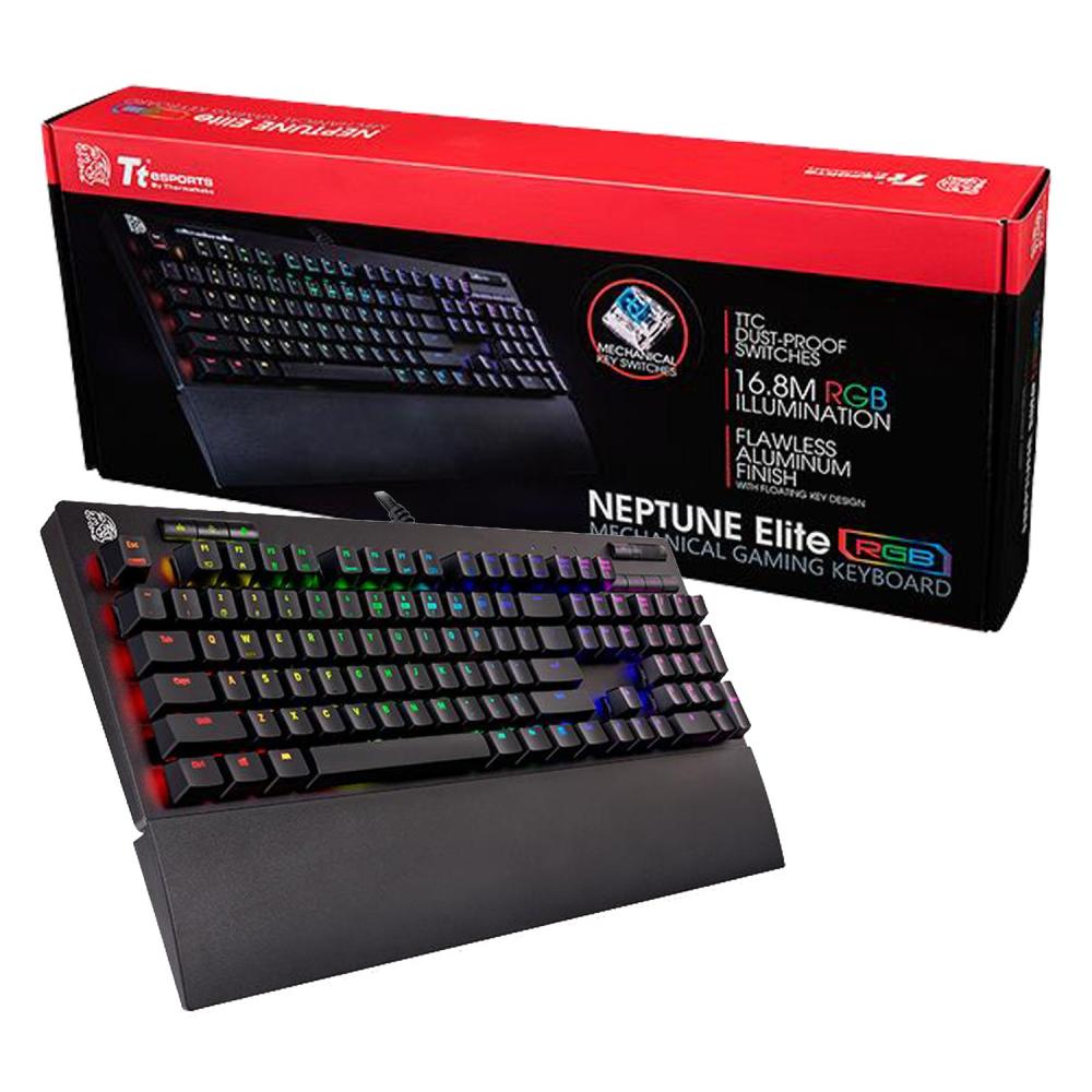 Teclado Gamer TT e-sports neptune elite rgb blue axis black sp