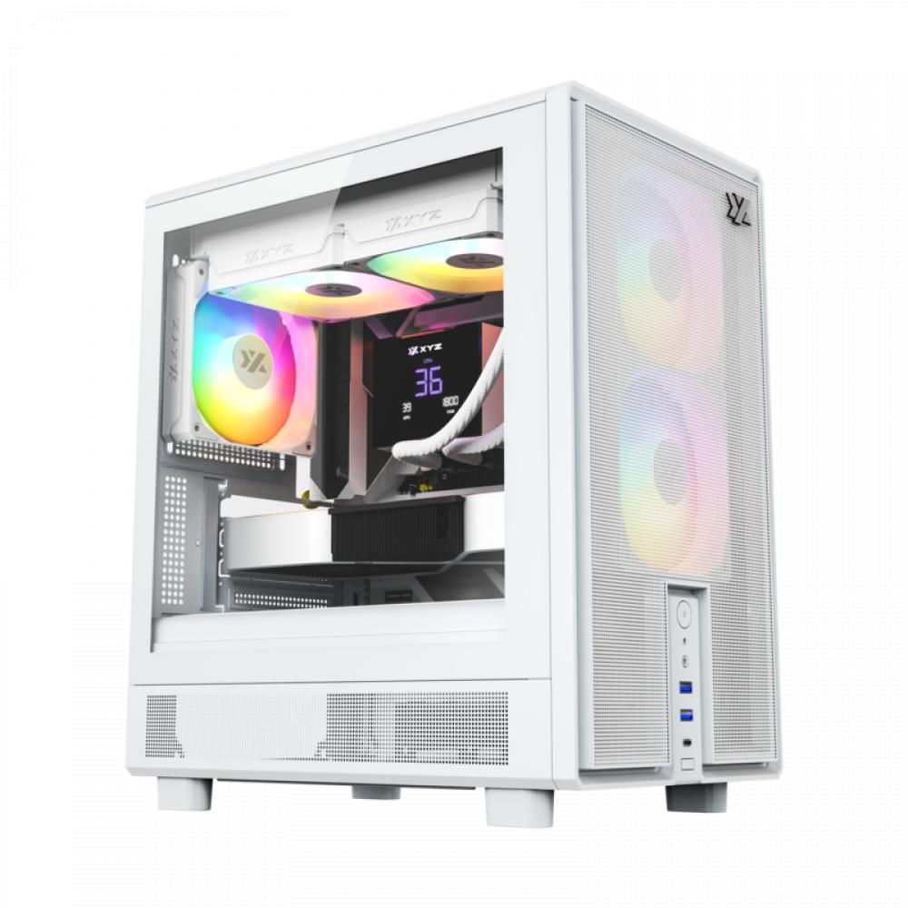 Gabinete XYZ atom white 3 coolers pulsar a-rgb+pwm a-rgb control