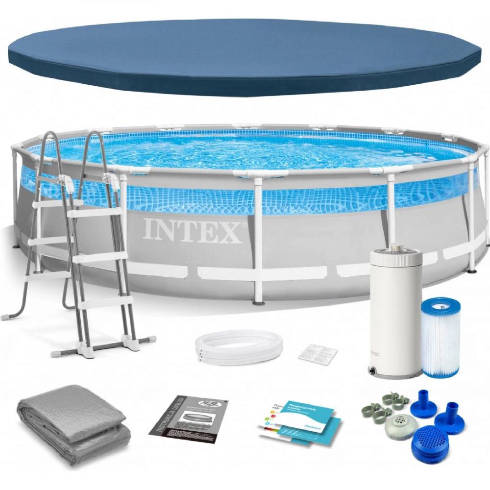 Pileta De Lona Redonda INTEX Prism Frame Clearview 427 x 107 CM Con Bomba y Acce