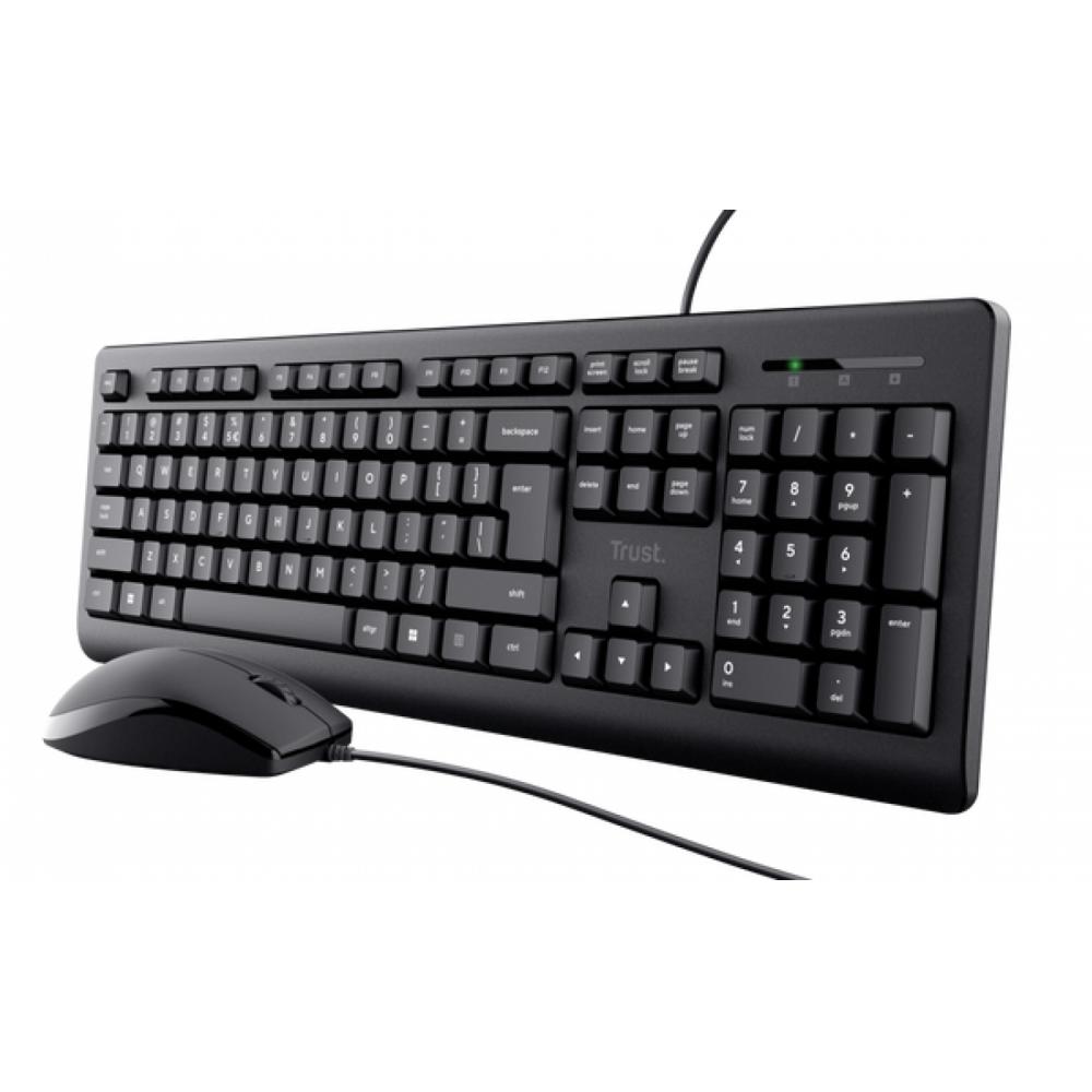 Combo teclado + mouse trust primo black usb silencioso