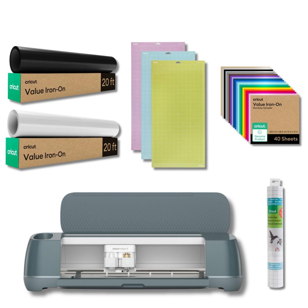 Cricut maker 4 con pack de tapetes variados vinilo textil pack 40 hojas de color