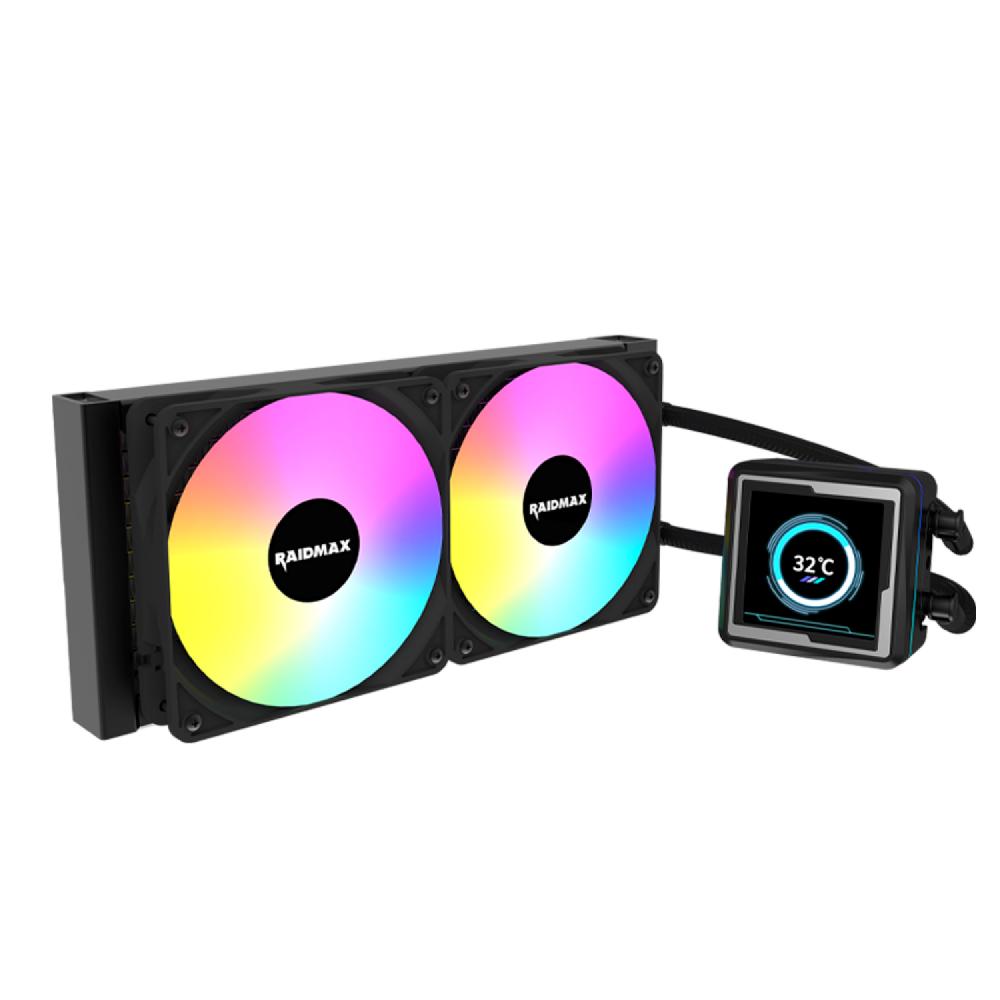 Water cooler cpu raidmax lm240 rgb lcd display black