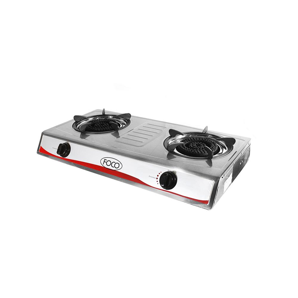 Anafe industrial foco 2 hllas acero inoxidable c/encendido