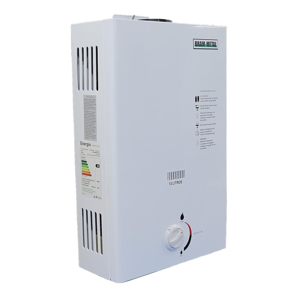 Calefon bram-metal 13 lts s/llama pil c/enc a pila Gas Natural