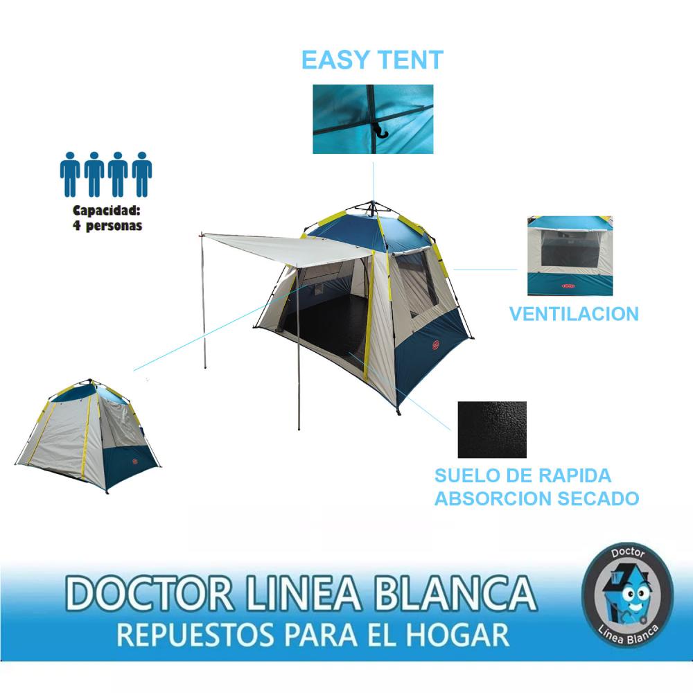 CARPA FOCO 4 PERSONAS 210 X 240 X 150 CM  GRIS Y AZUL