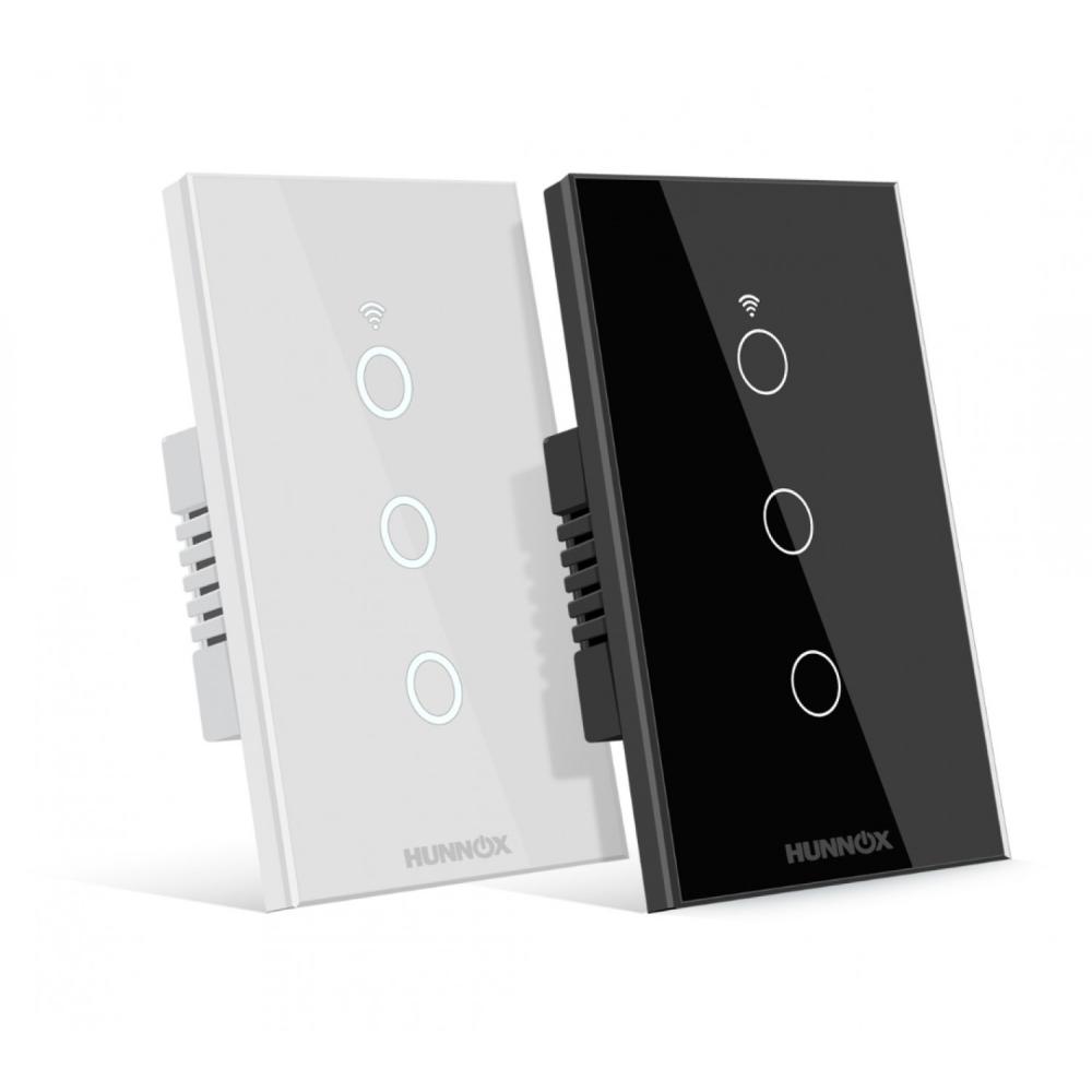 Tecla Hunnox Smart Tactil 3 Canales Compatible Google Alexa Color Blanco