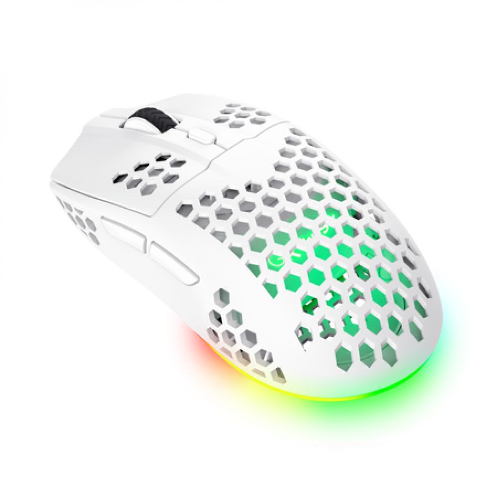 Mouse gamer gxtrust 929w helox inalambrico recargable ultraliviano rgb blanco