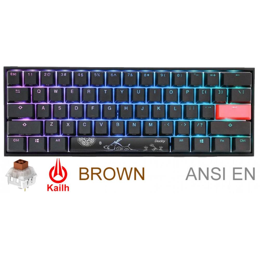 Teclado gamer ducky mecha mini v2 rgb kailh box brown pbt double-shot